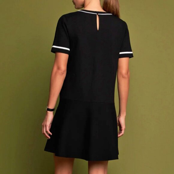New English Factory Contrast Mini Sweater Dress Black White XS $120 - Picture 2 of 7